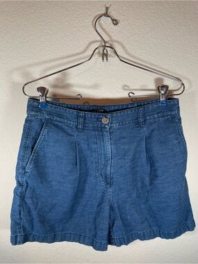 J.Crew Pleated Capeside Shorts in Chambray Blue High Rise Trouser Style Size 4